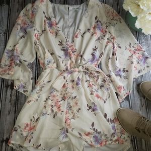 Charlotte Russe Cream Floral Romper